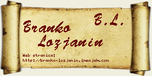 Branko Lozjanin vizit kartica
